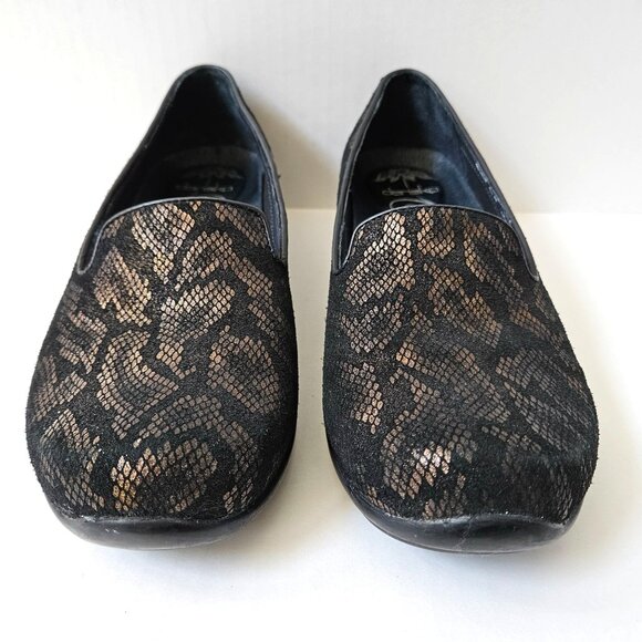 Dansko Shoes Womens 39 / 8.5 9 Olivia Snake Leather Loafers Metallic Bronze - Picture 4 of 13